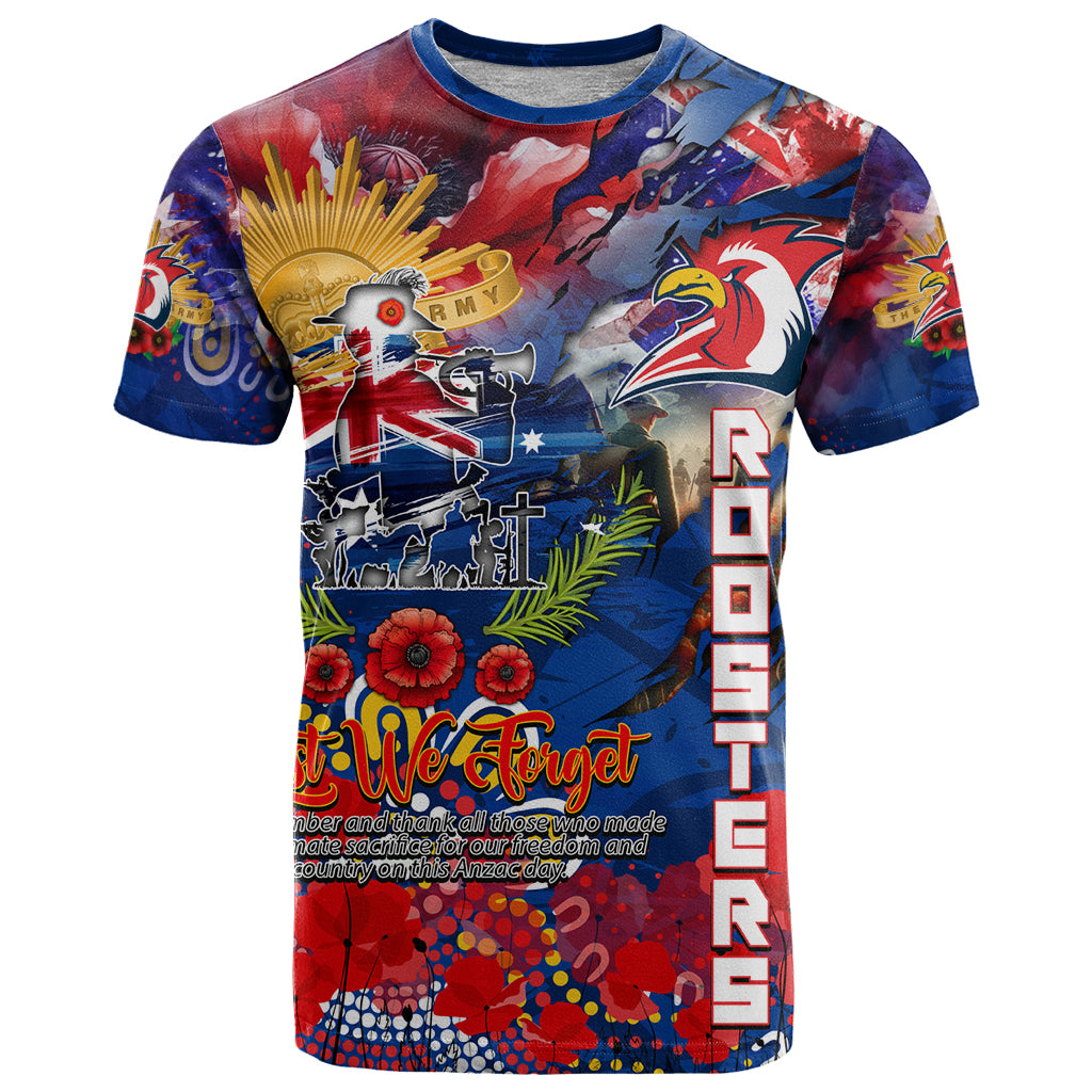 Personalised Australia Rugby Roosters ANZAC T Shirt Sydney Scratch Style - Vibe Hoodie Shop