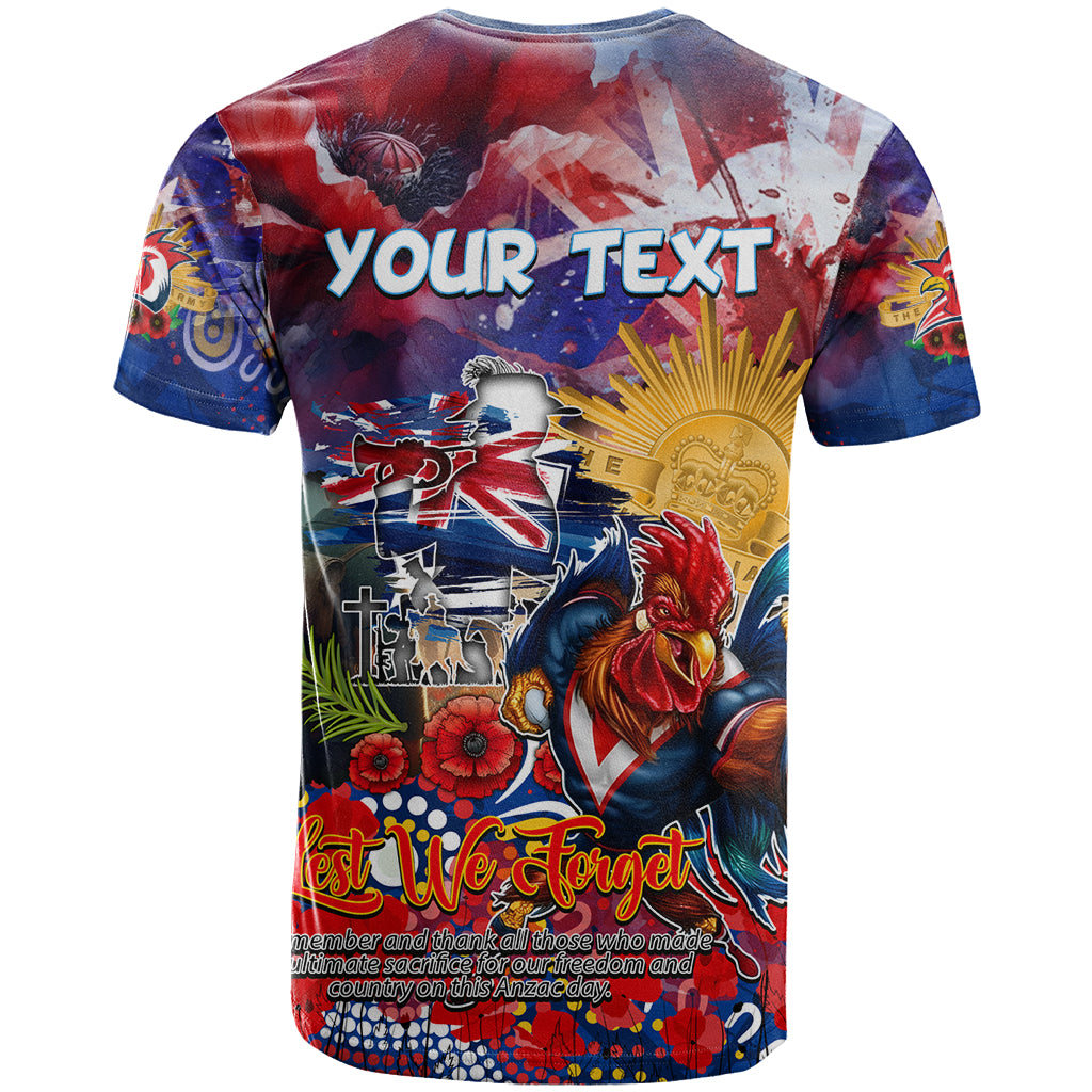 Personalised Australia Rugby Roosters ANZAC T Shirt Sydney Scratch Style - Vibe Hoodie Shop