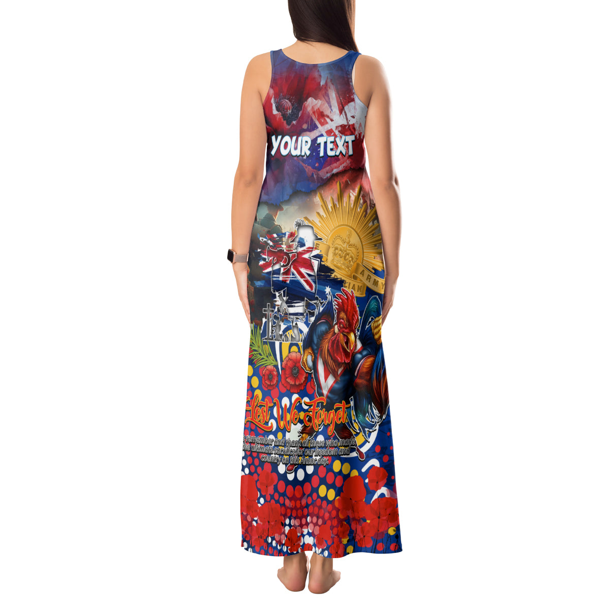 Personalised Australia Rugby Roosters ANZAC Tank Maxi Dress Sydney Scratch Style