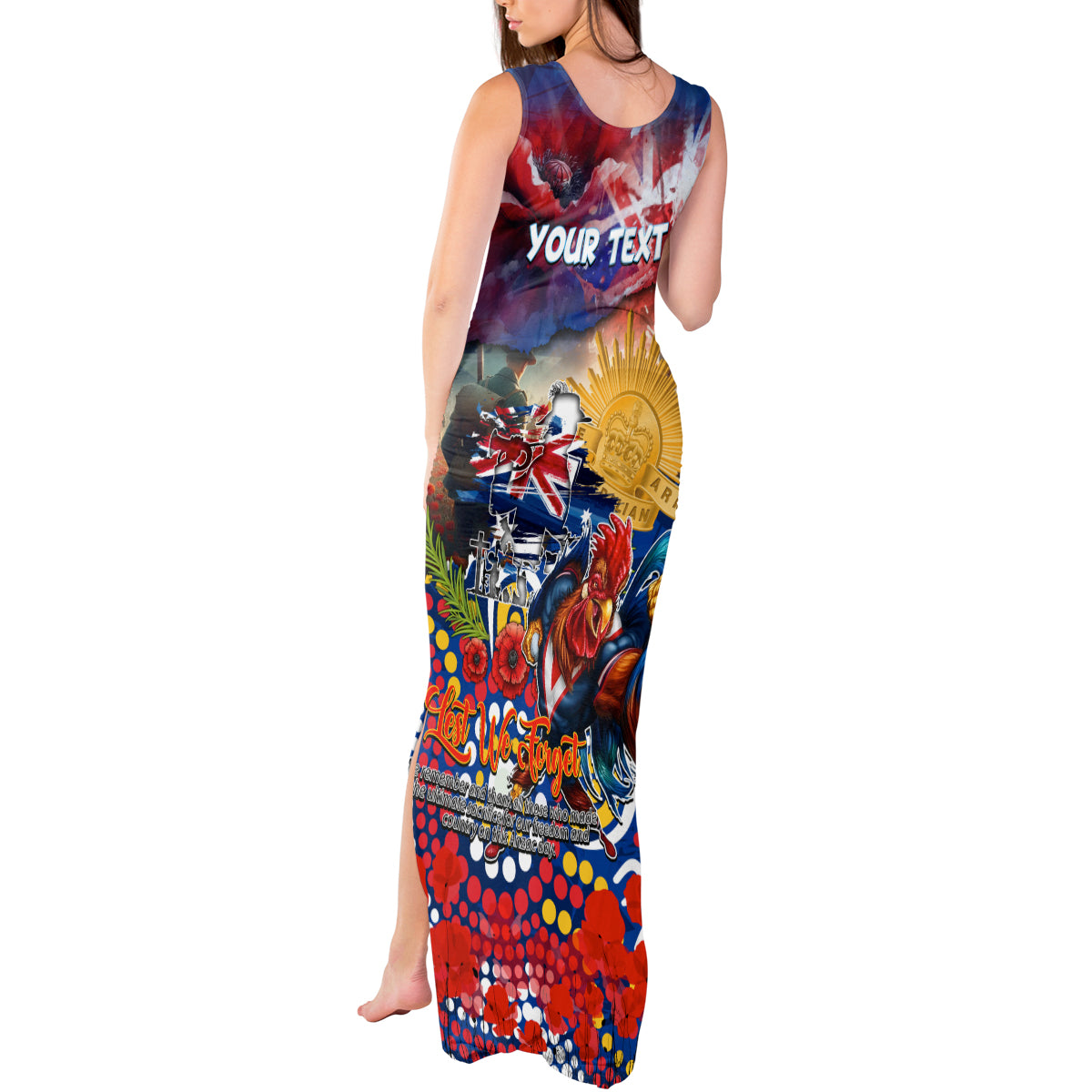 Personalised Australia Rugby Roosters ANZAC Tank Maxi Dress Sydney Scratch Style