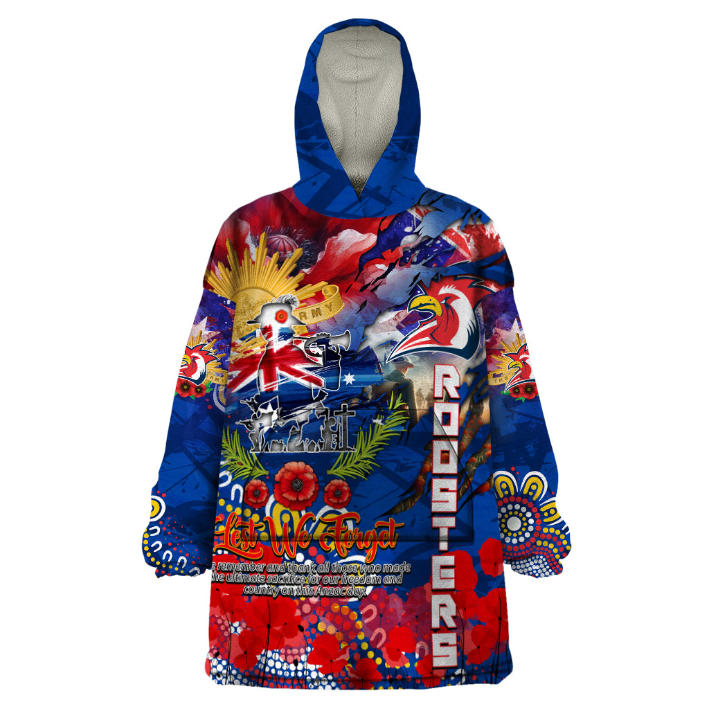 Personalised Australia Rugby Roosters ANZAC Wearable Blanket Hoodie Sydney Scratch Style - Vibe Hoodie Shop