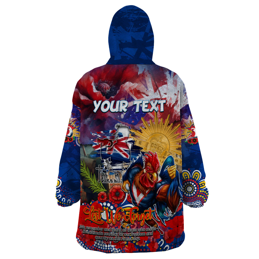 Personalised Australia Rugby Roosters ANZAC Wearable Blanket Hoodie Sydney Scratch Style - Vibe Hoodie Shop