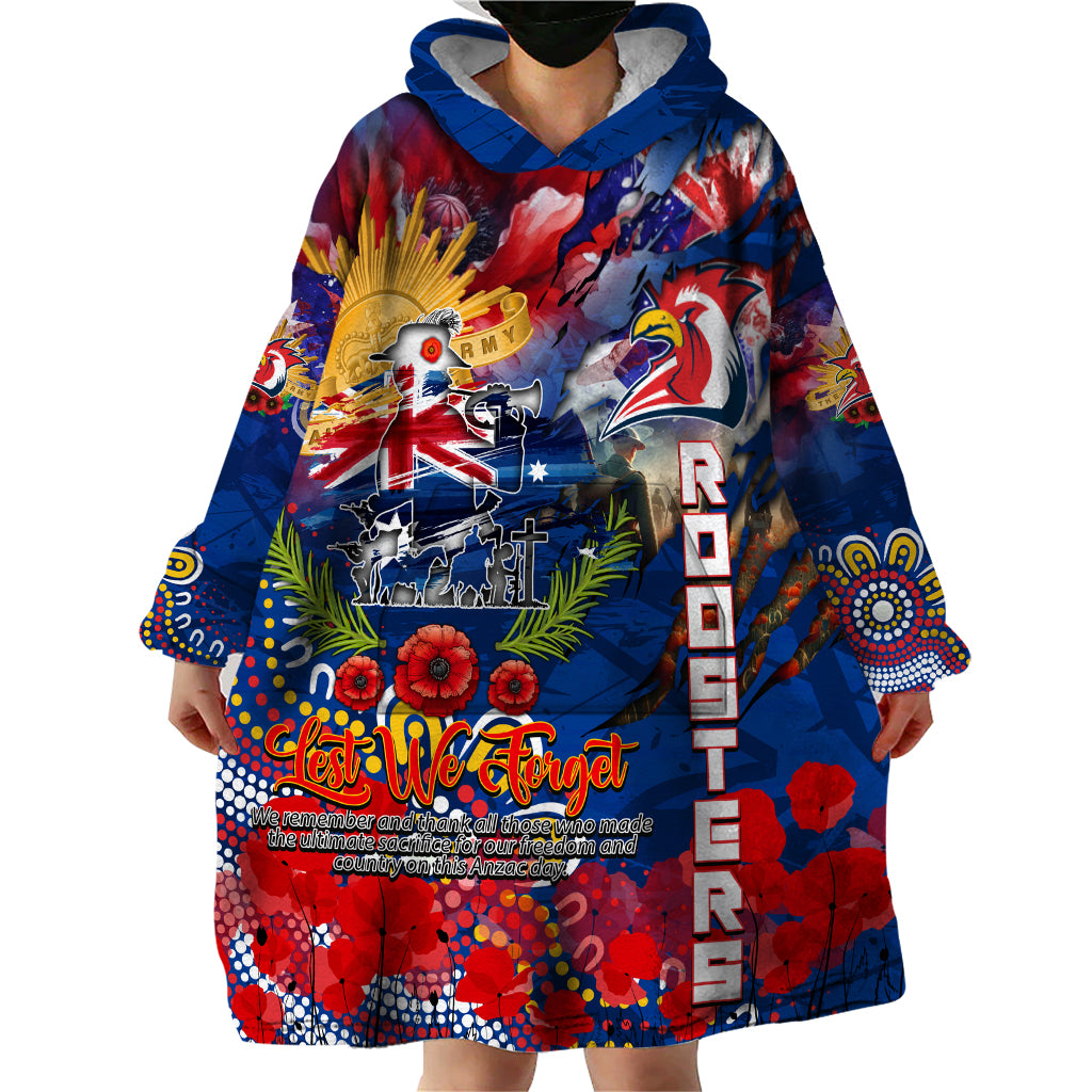 Personalised Australia Rugby Roosters ANZAC Wearable Blanket Hoodie Sydney Scratch Style - Vibe Hoodie Shop