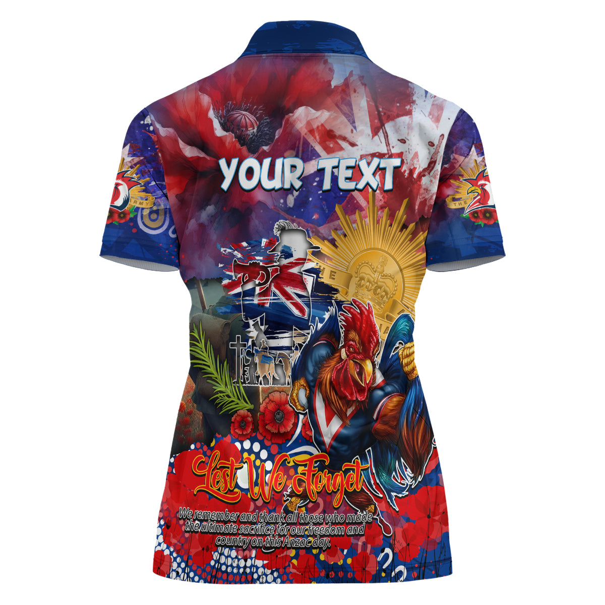 Personalised Australia Rugby Roosters ANZAC Women Polo Shirt Sydney Scratch Style - Vibe Hoodie Shop