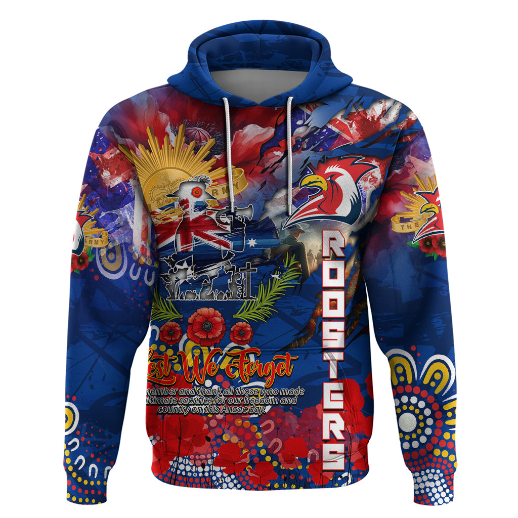 Personalised Australia Rugby Roosters ANZAC Zip Hoodie Sydney Scratch Style - Vibe Hoodie Shop
