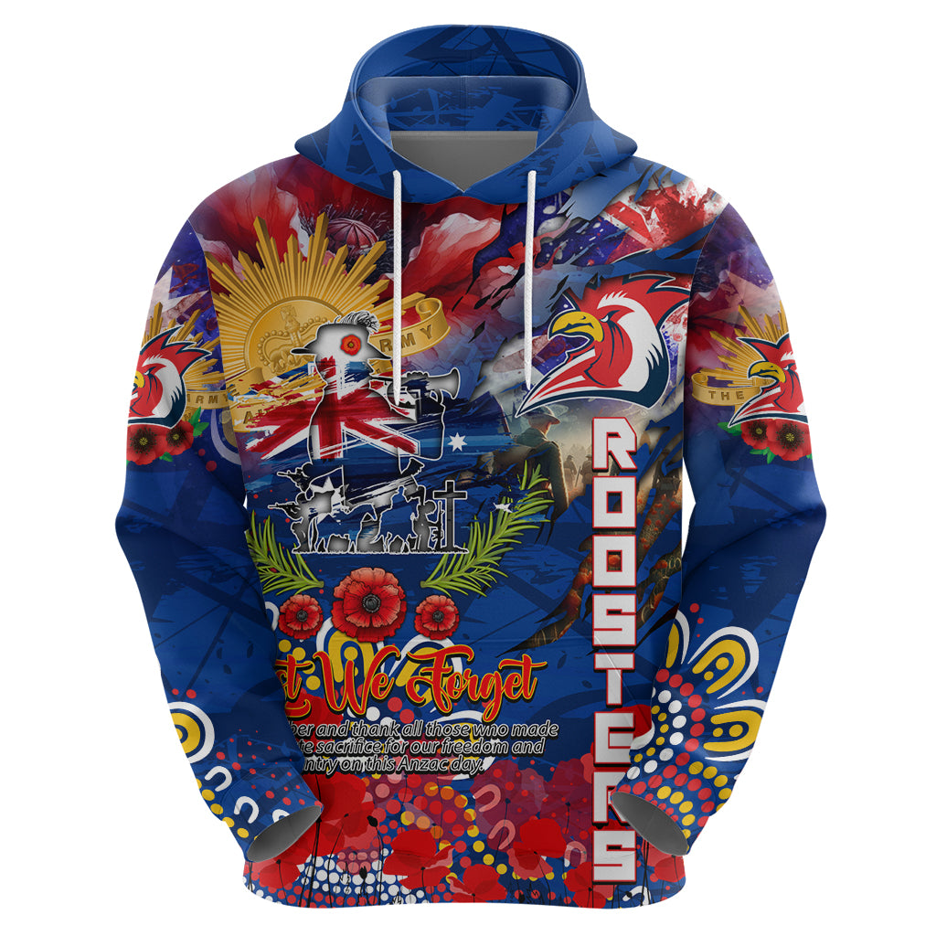 Personalised Australia Rugby Roosters ANZAC Zip Hoodie Sydney Scratch Style - Vibe Hoodie Shop