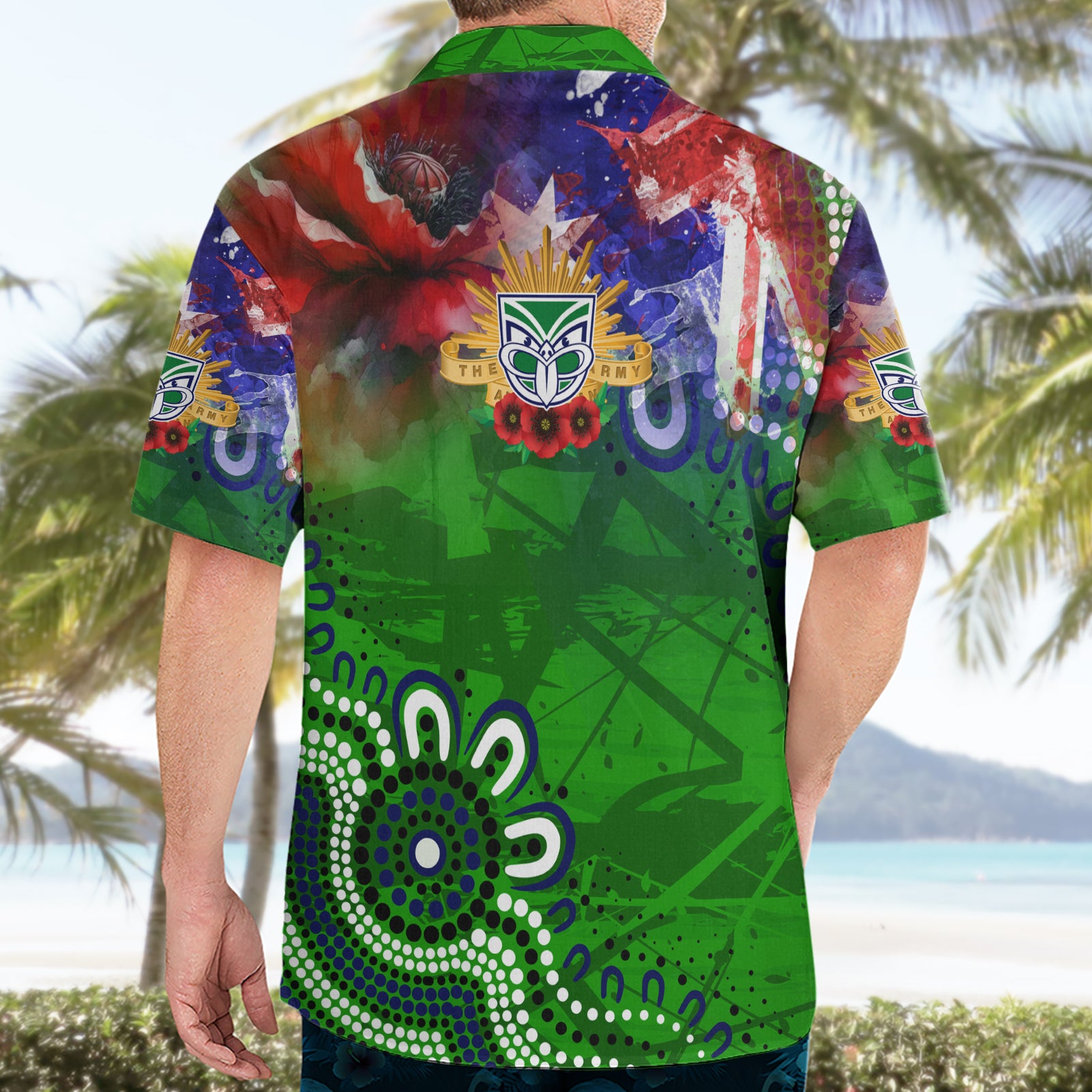 Personalised New Zealand Warriors ANZAC Hawaiian Shirt Scratch Style - Vibe Hoodie Shop