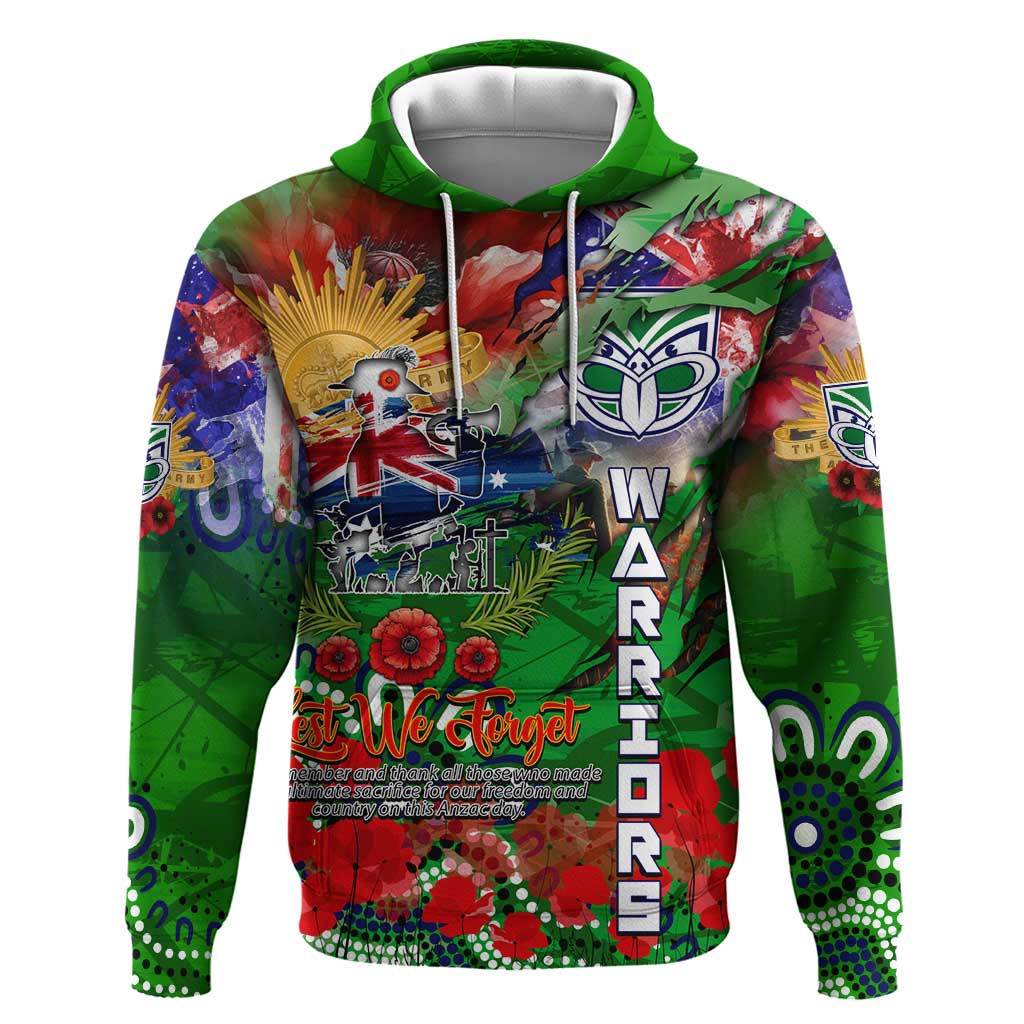 Personalised New Zealand Warriors ANZAC Hoodie Scratch Style DT02