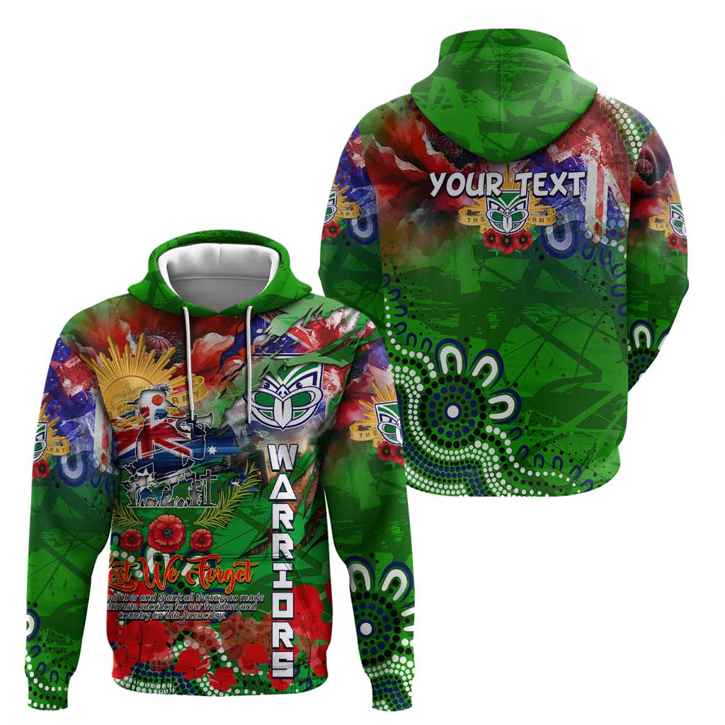 Personalised New Zealand Warriors ANZAC Hoodie Scratch Style DT02