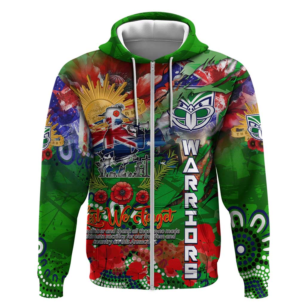 Personalised New Zealand Warriors ANZAC Hoodie Scratch Style DT02