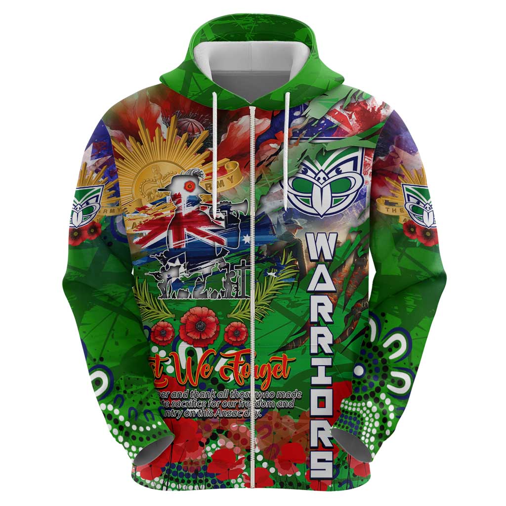 Personalised New Zealand Warriors ANZAC Hoodie Scratch Style DT02