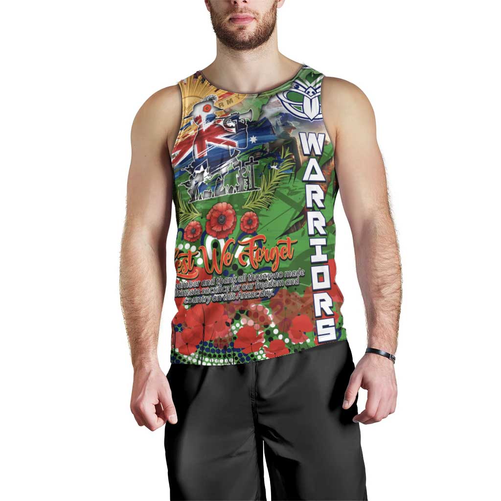 Personalised New Zealand Warriors ANZAC Men Tank Top Scratch Style DT02