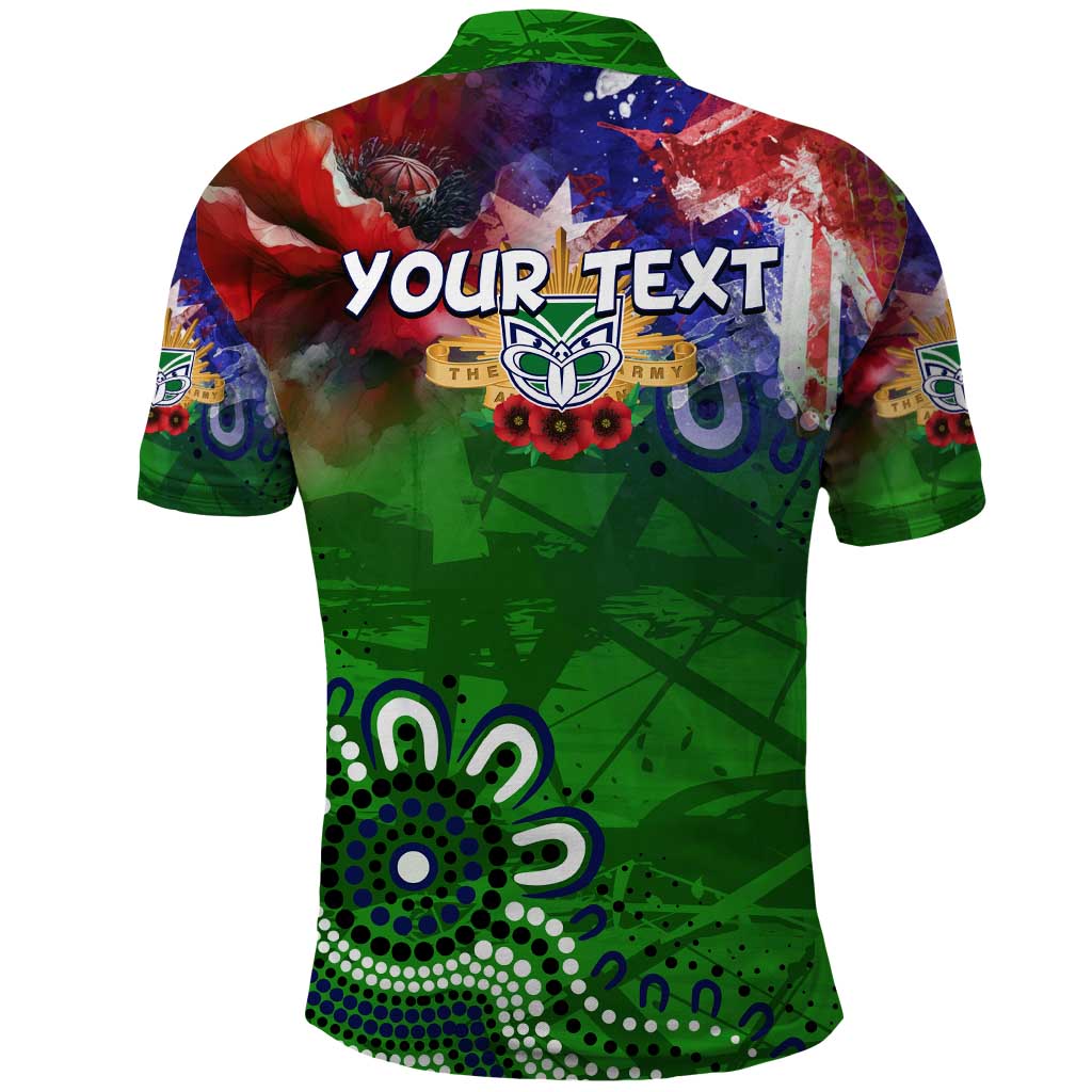 Personalised New Zealand Warriors ANZAC Polo Shirt Scratch Style DT02