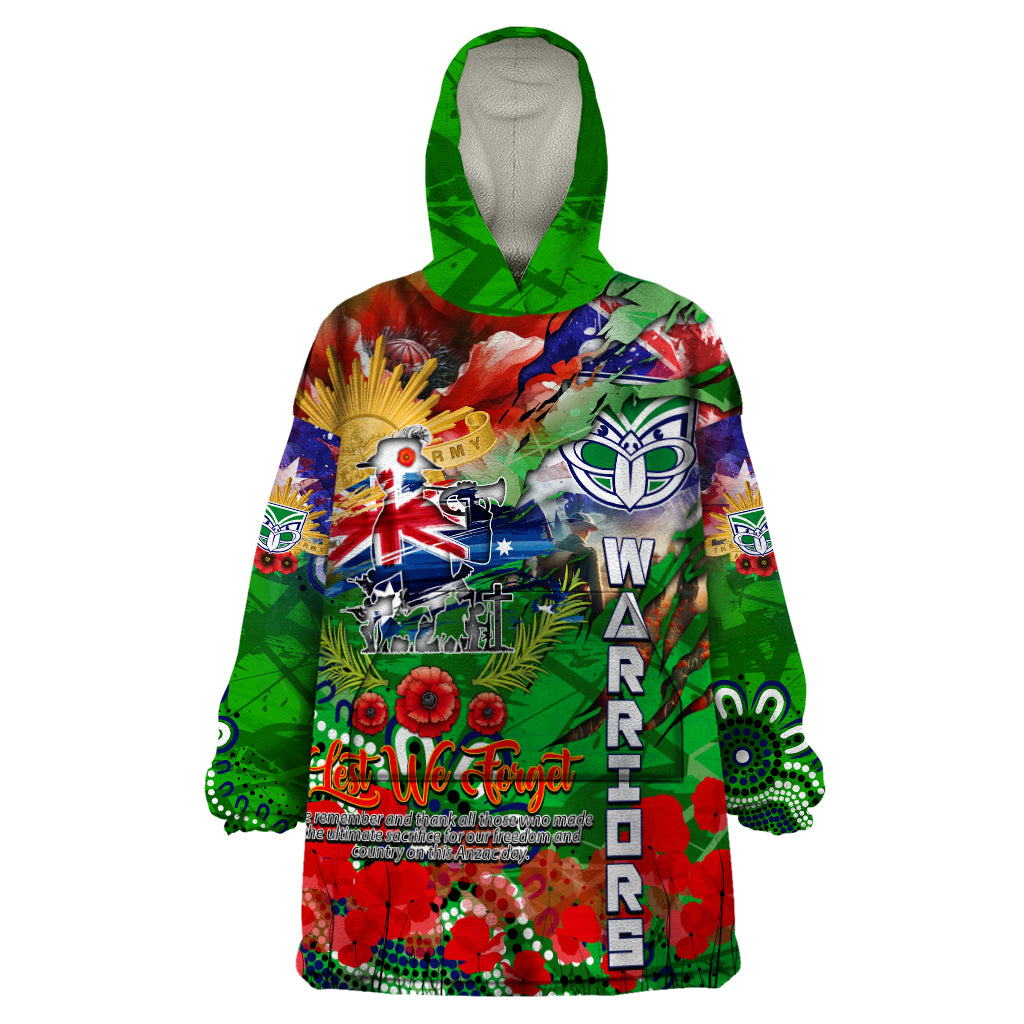 Personalised New Zealand Warriors ANZAC Wearable Blanket Hoodie Scratch Style - Vibe Hoodie Shop