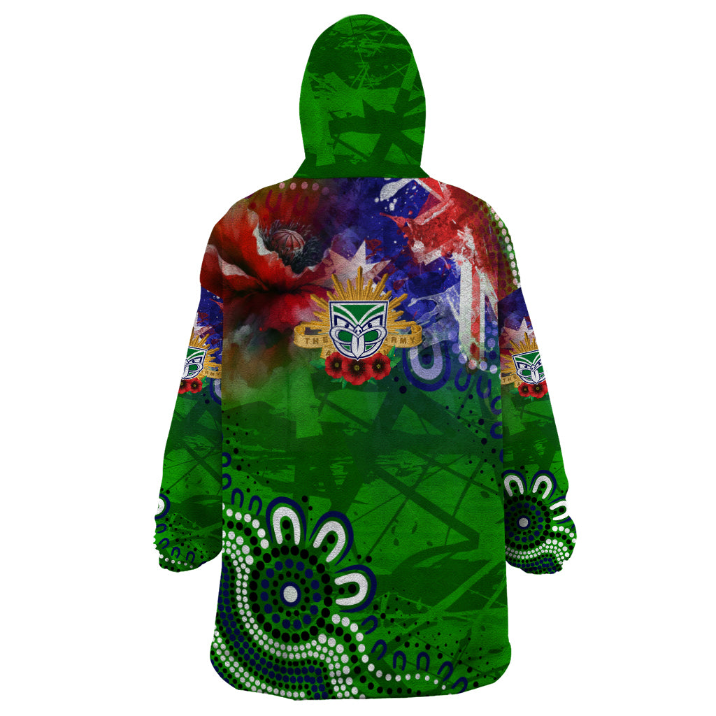 Personalised New Zealand Warriors ANZAC Wearable Blanket Hoodie Scratch Style - Vibe Hoodie Shop