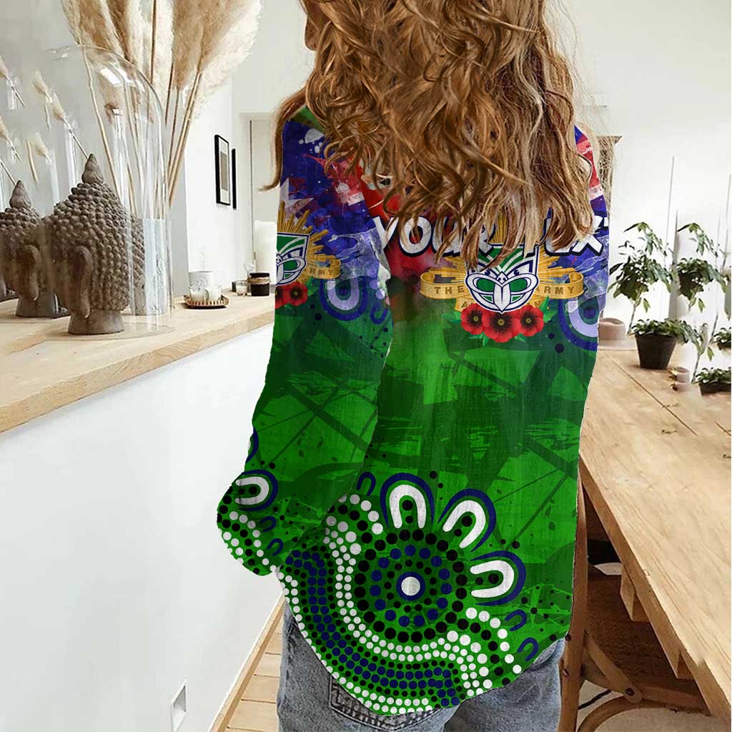 Personalised New Zealand Warriors ANZAC Women Casual Shirt Scratch Style DT02