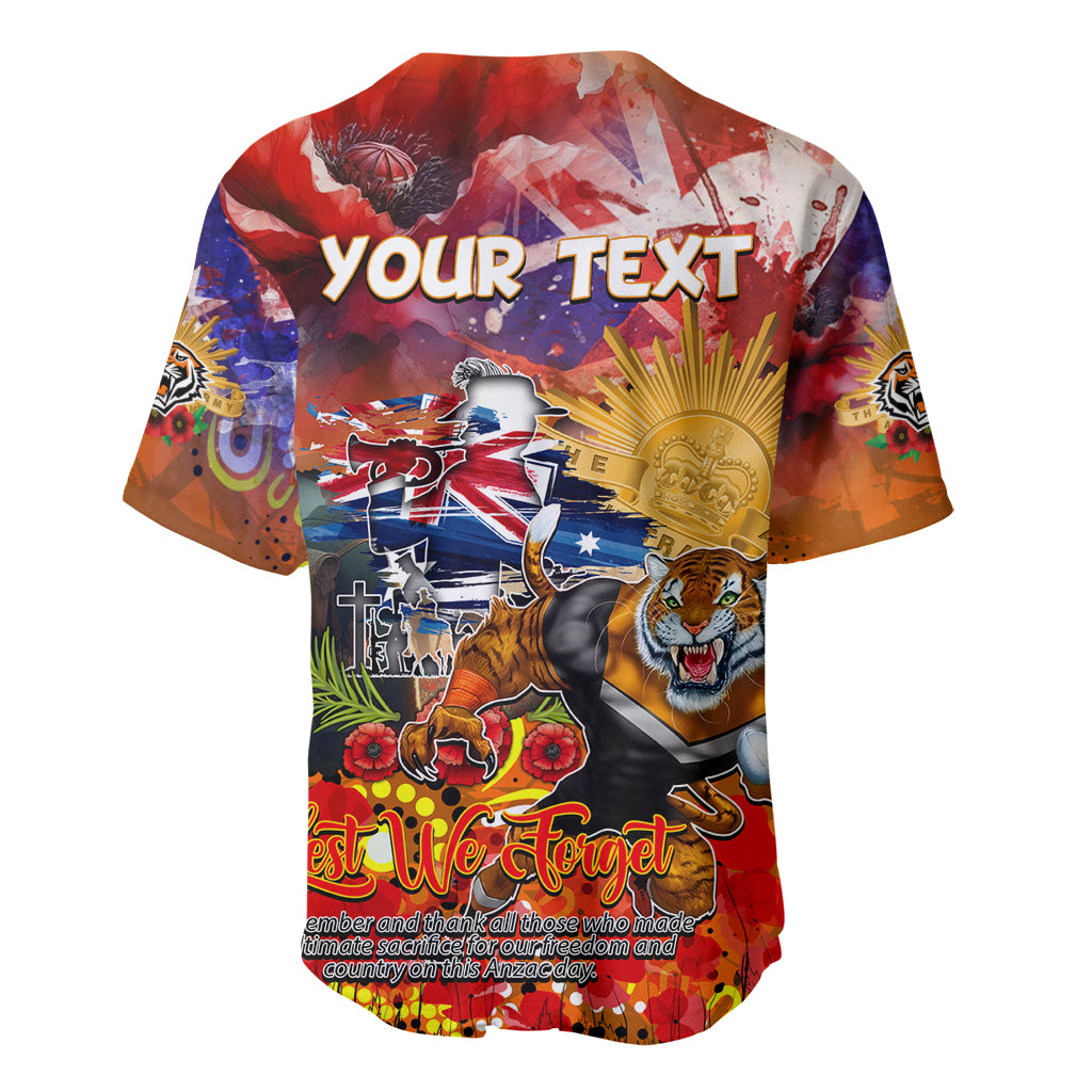 Personalised Australia Rugby Tigers ANZAC Baseball Jersey Wests Scratch Style - Vibe Hoodie Shop