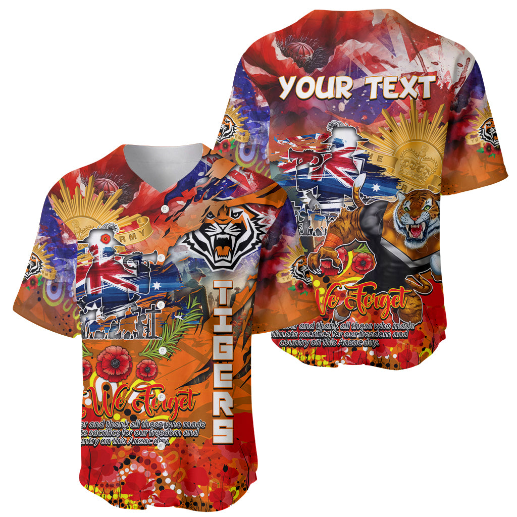 Personalised Australia Rugby Tigers ANZAC Baseball Jersey Wests Scratch Style - Vibe Hoodie Shop
