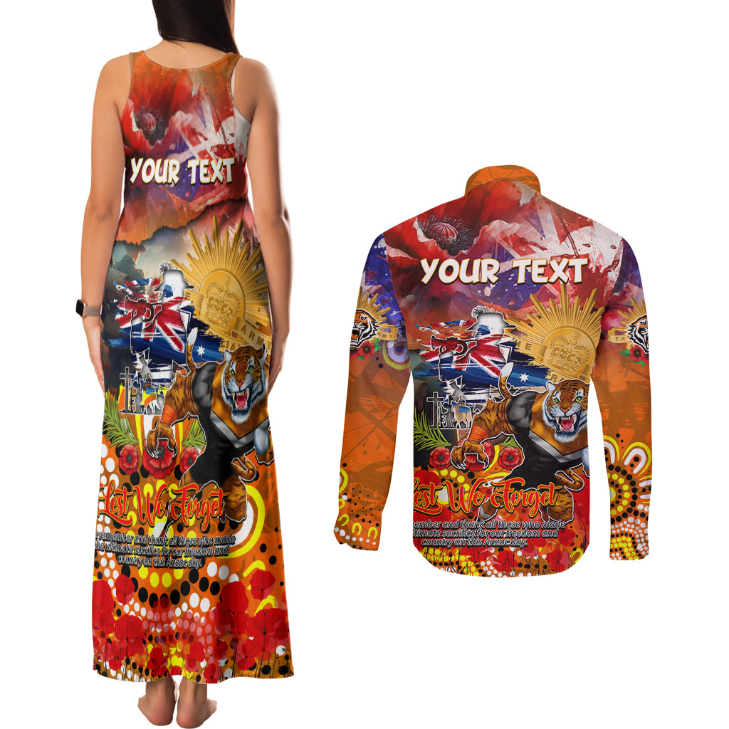 Personalised Australia Rugby Tigers ANZAC Couples Matching Tank Maxi Dress and Long Sleeve Button Shirt Wests Scratch Style