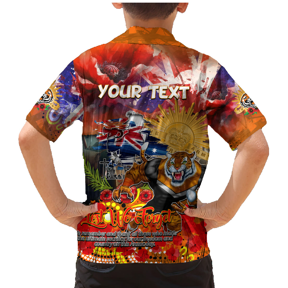Personalised Australia Rugby Tigers ANZAC Family Matching Mermaid Dress and Hawaiian Shirt Wests Scratch Style