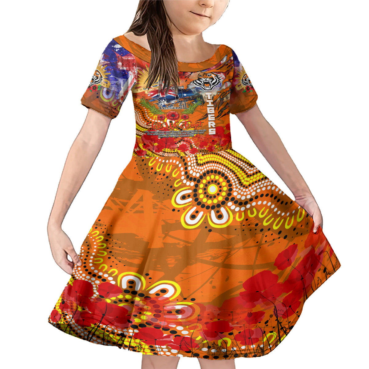 Personalised Australia Rugby Tigers ANZAC Family Matching Mermaid Dress and Hawaiian Shirt Wests Scratch Style
