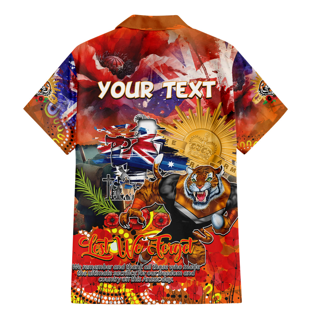 Personalised Australia Rugby Tigers ANZAC Family Matching Mermaid Dress and Hawaiian Shirt Wests Scratch Style