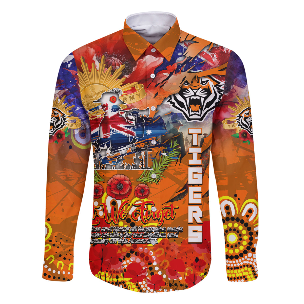 Personalised Australia Rugby Tigers ANZAC Family Matching Mermaid Dress and Hawaiian Shirt Wests Scratch Style