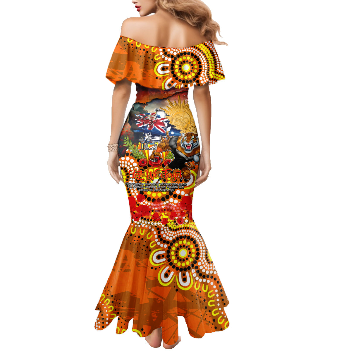 Personalised Australia Rugby Tigers ANZAC Family Matching Mermaid Dress and Hawaiian Shirt Wests Scratch Style