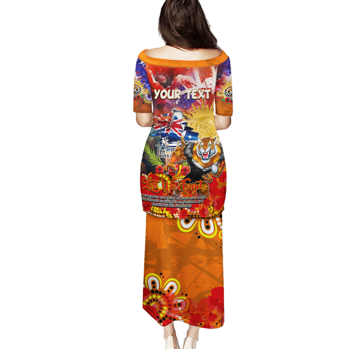 Personalised Australia Rugby Tigers ANZAC Family Matching Puletasi and Hawaiian Shirt Wests Scratch Style