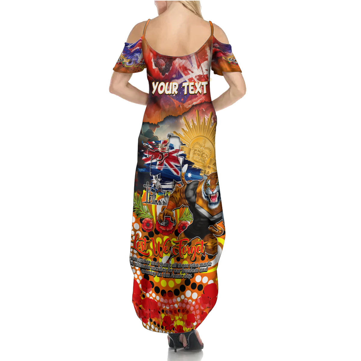 Personalised Australia Rugby Tigers ANZAC Family Matching Summer Maxi Dress and Hawaiian Shirt Wests Scratch Style