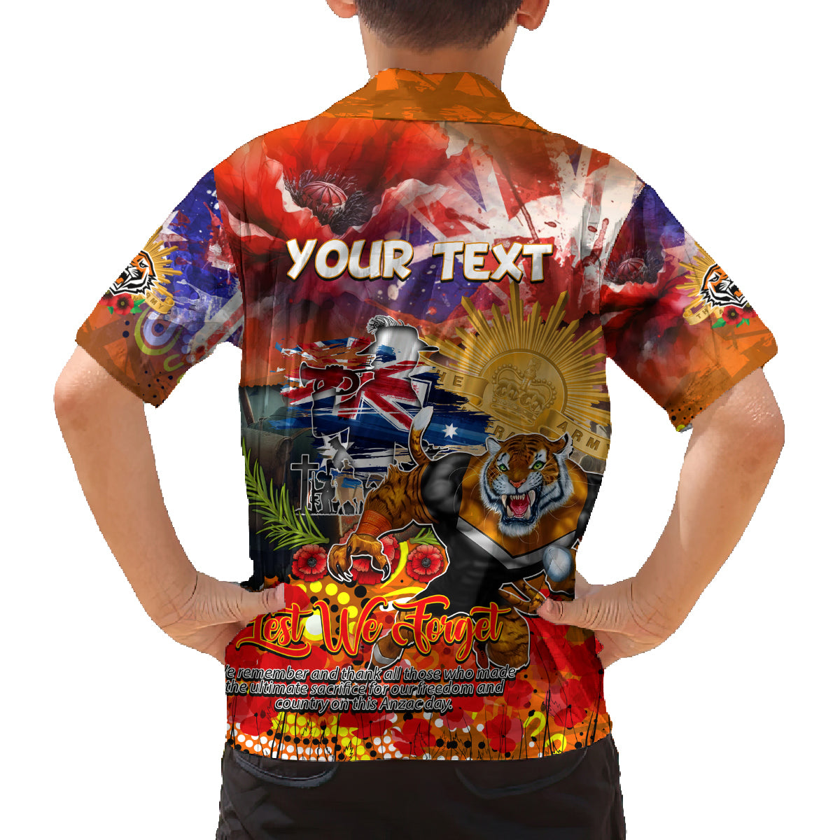 Personalised Australia Rugby Tigers ANZAC Family Matching Tank Maxi Dress and Hawaiian Shirt Wests Scratch Style