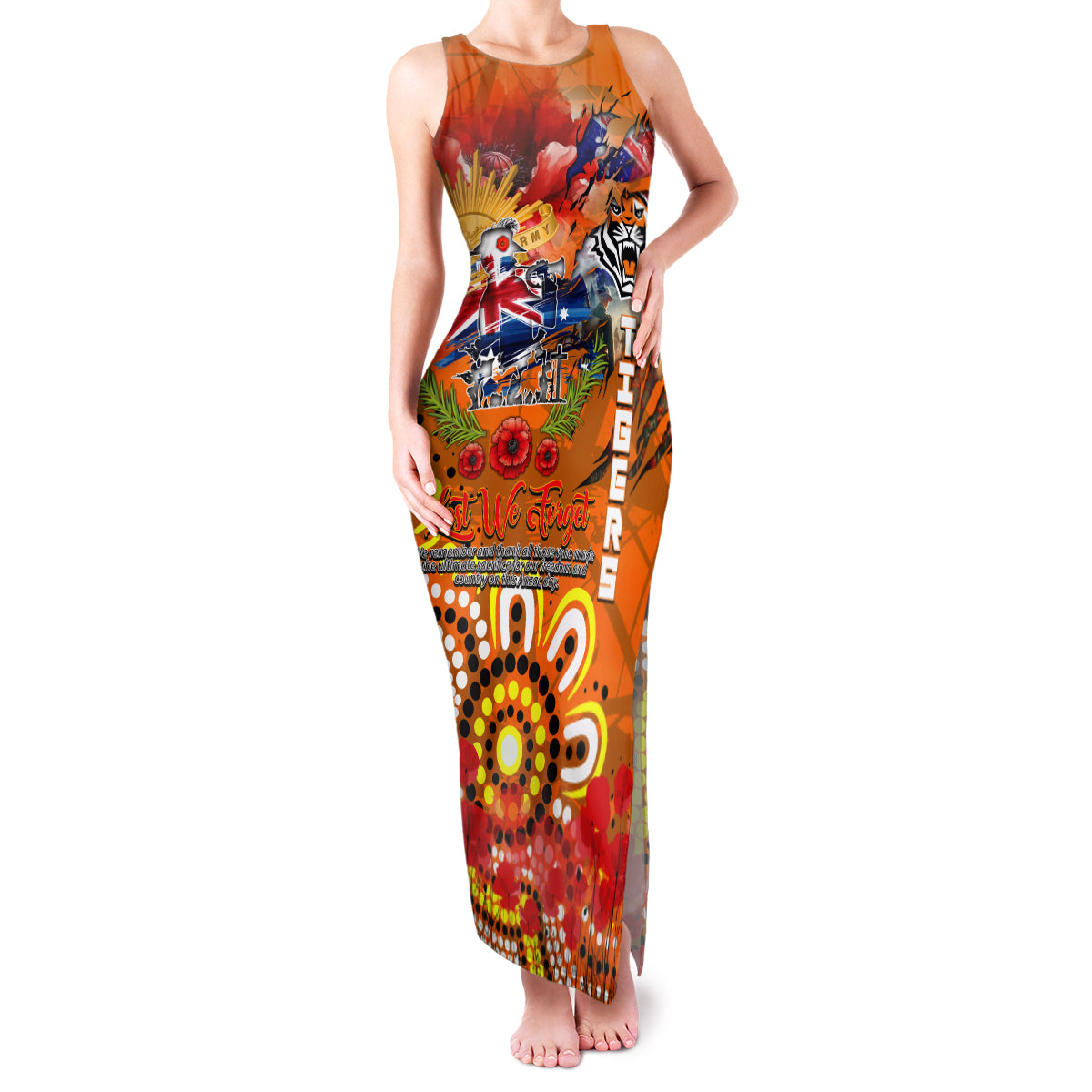 Personalised Australia Rugby Tigers ANZAC Family Matching Tank Maxi Dress and Hawaiian Shirt Wests Scratch Style