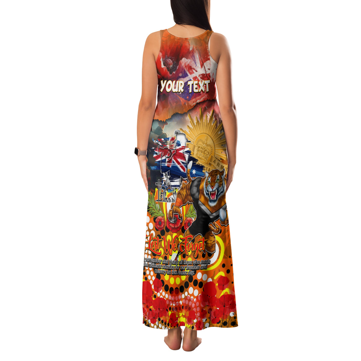 Personalised Australia Rugby Tigers ANZAC Family Matching Tank Maxi Dress and Hawaiian Shirt Wests Scratch Style