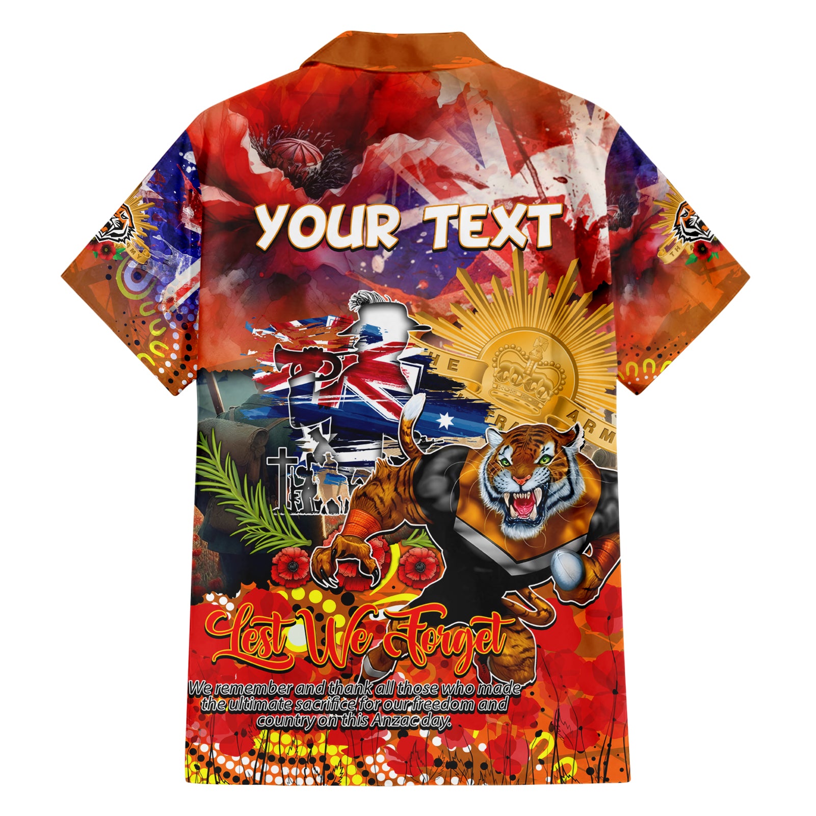 Personalised Australia Rugby Tigers ANZAC Hawaiian Shirt Wests Scratch Style - Vibe Hoodie Shop