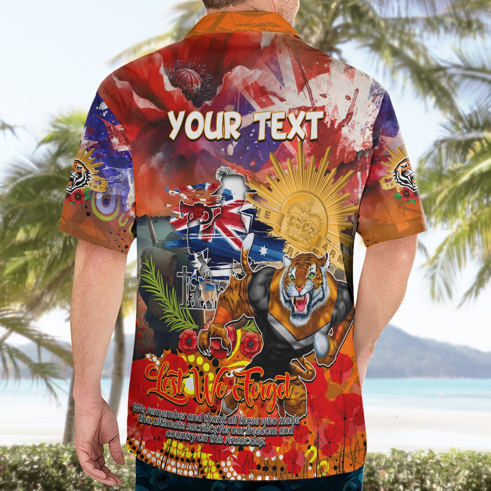 Personalised Australia Rugby Tigers ANZAC Hawaiian Shirt Wests Scratch Style - Vibe Hoodie Shop