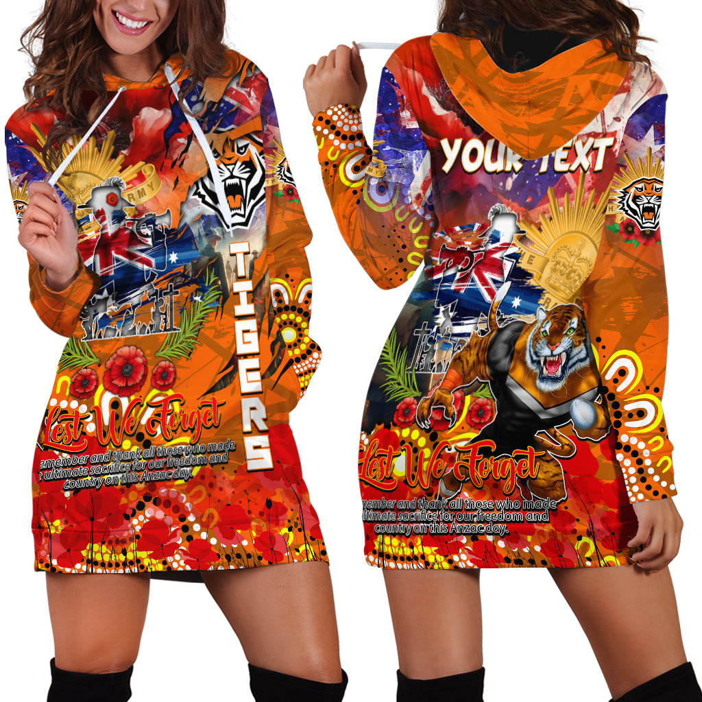 Personalised Australia Rugby Tigers ANZAC Hoodie Dress Wests Scratch Style - Vibe Hoodie Shop