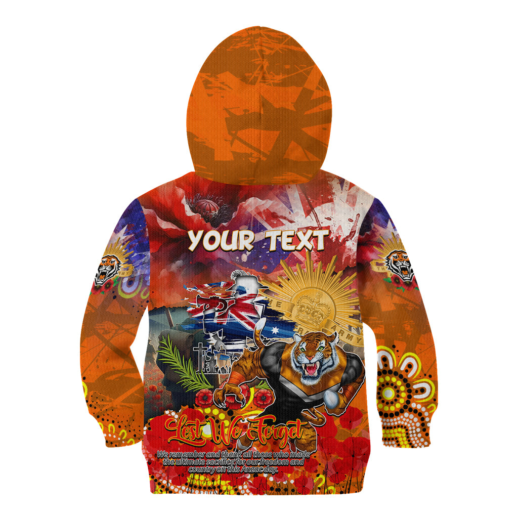 Personalised Australia Rugby Tigers ANZAC Kid Hoodie Wests Scratch Style - Vibe Hoodie Shop
