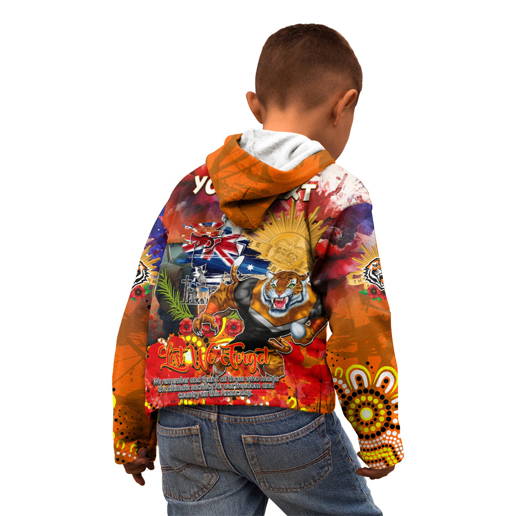 Personalised Australia Rugby Tigers ANZAC Kid Hoodie Wests Scratch Style - Vibe Hoodie Shop