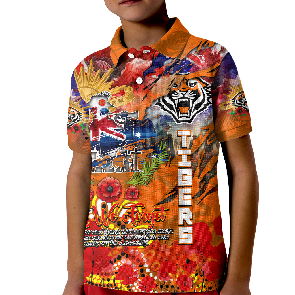 Personalised Australia Rugby Tigers ANZAC Kid Polo Shirt Wests Scratch Style - Vibe Hoodie Shop
