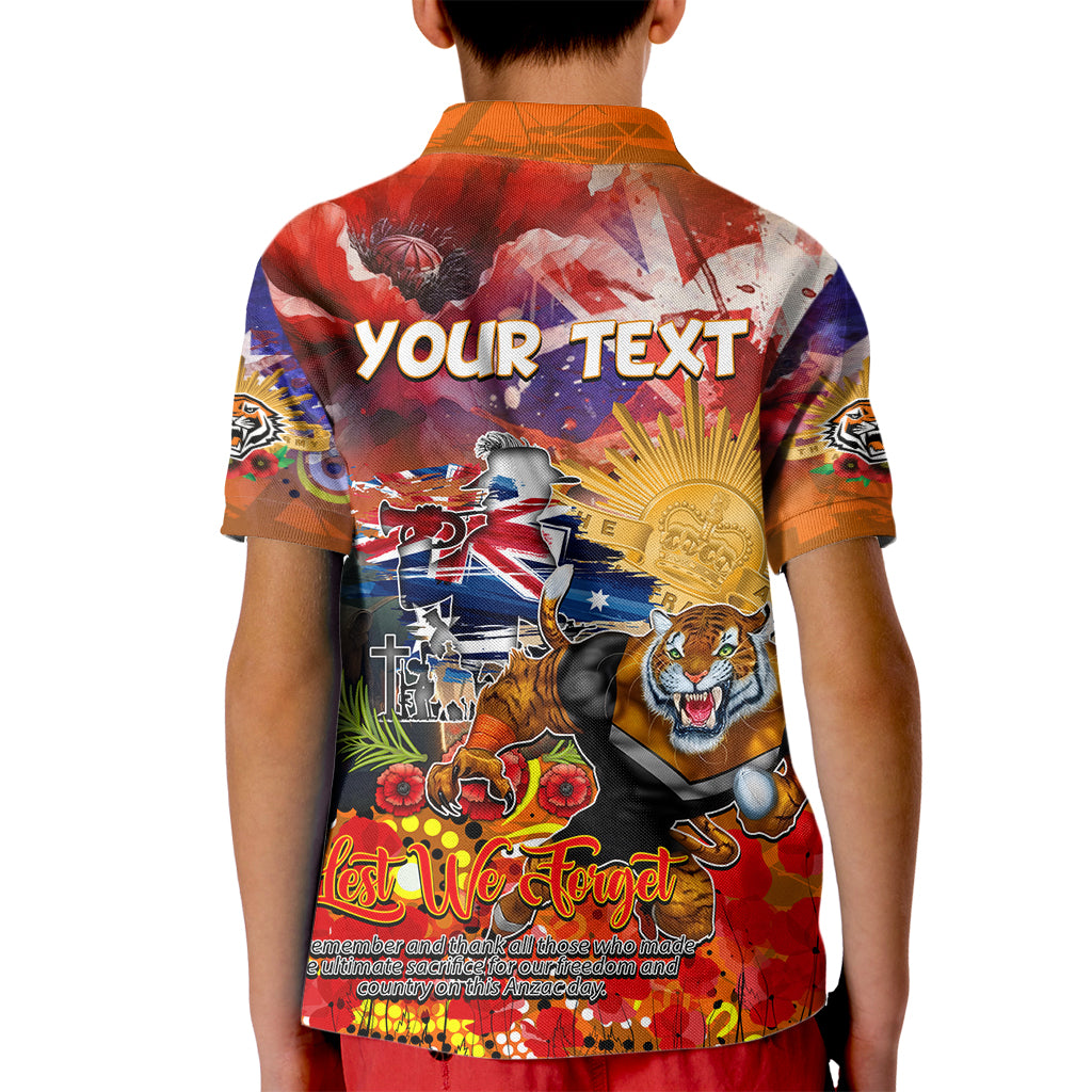 Personalised Australia Rugby Tigers ANZAC Kid Polo Shirt Wests Scratch Style - Vibe Hoodie Shop