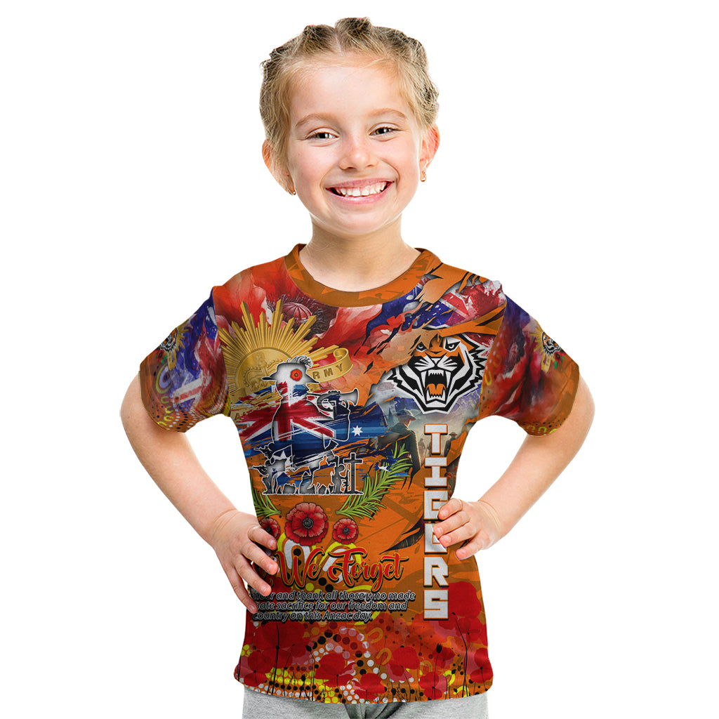 Personalised Australia Rugby Tigers ANZAC Kid T Shirt Wests Scratch Style - Vibe Hoodie Shop