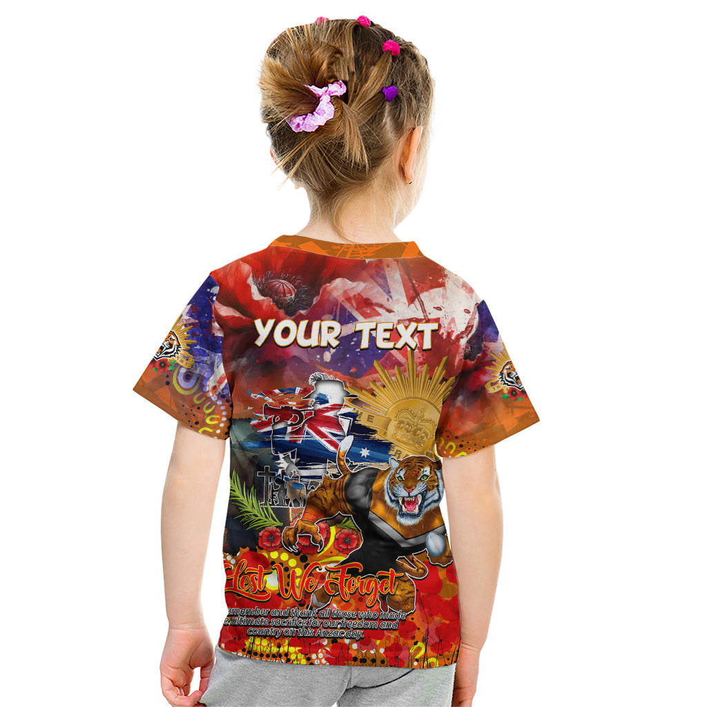 Personalised Australia Rugby Tigers ANZAC Kid T Shirt Wests Scratch Style - Vibe Hoodie Shop