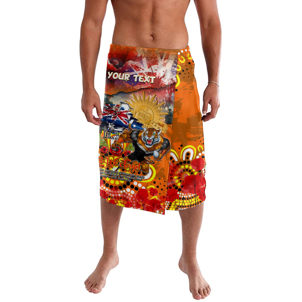 Personalised Australia Rugby Tigers ANZAC Lavalava Wests Scratch Style