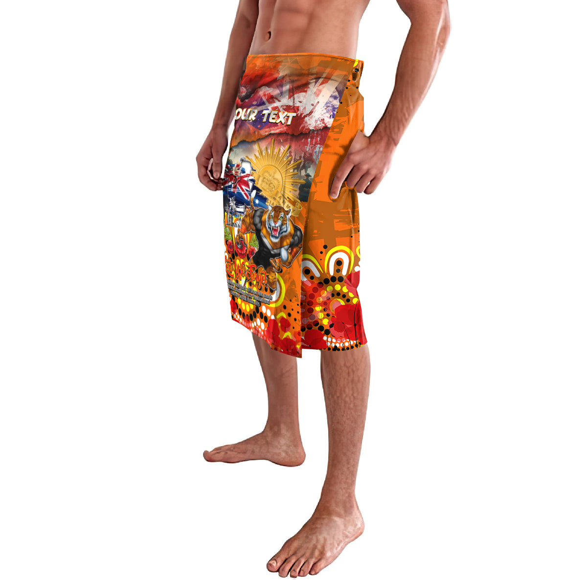 Personalised Australia Rugby Tigers ANZAC Lavalava Wests Scratch Style