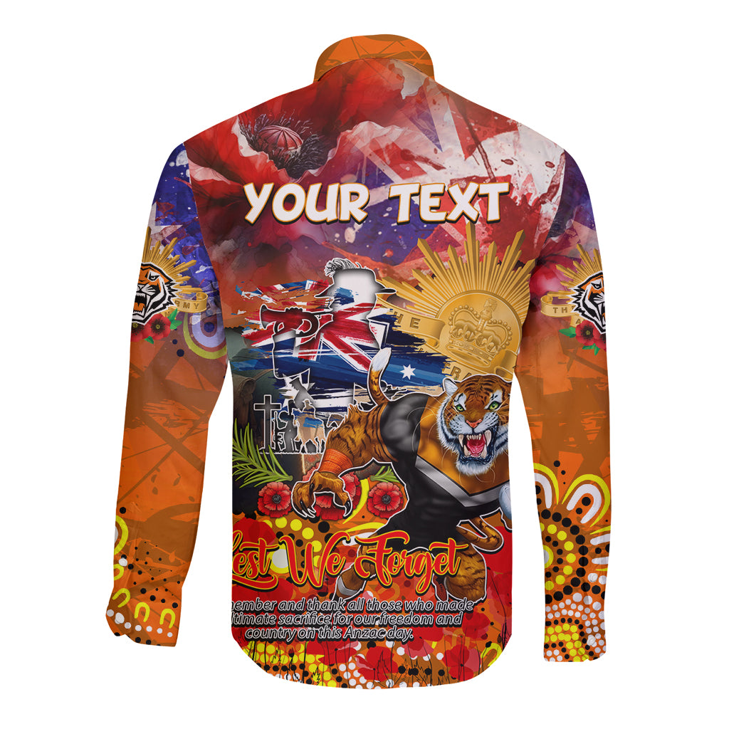 Personalised Australia Rugby Tigers ANZAC Long Sleeve Button Shirt Wests Scratch Style - Vibe Hoodie Shop