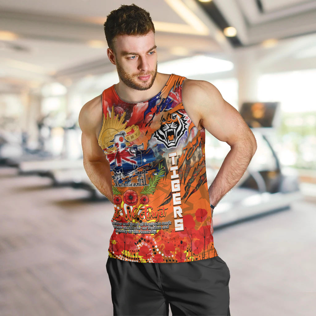 Personalised Australia Rugby Tigers ANZAC Men Tank Top Wests Scratch Style - Vibe Hoodie Shop