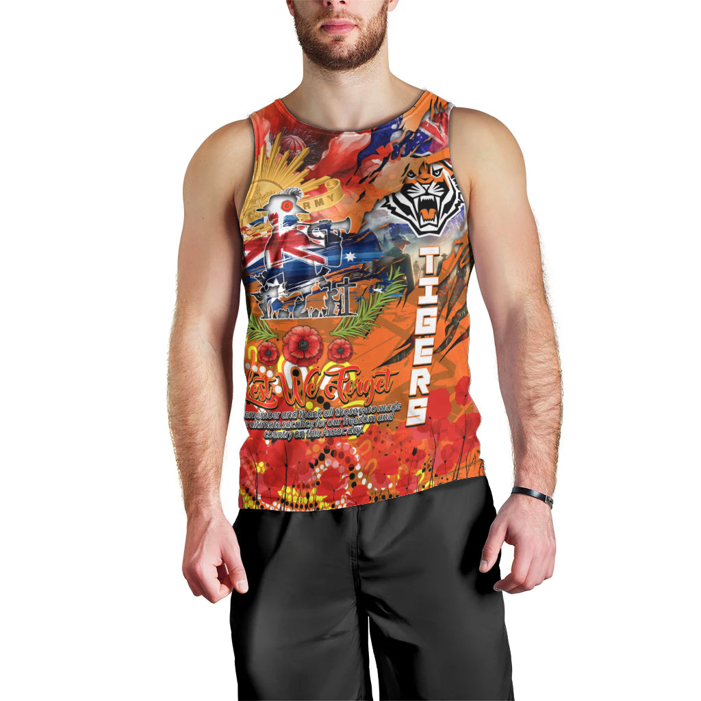 Personalised Australia Rugby Tigers ANZAC Men Tank Top Wests Scratch Style - Vibe Hoodie Shop