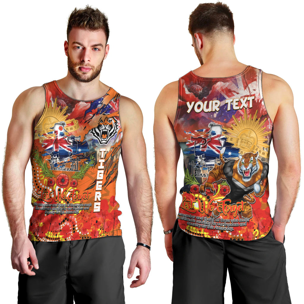 Personalised Australia Rugby Tigers ANZAC Men Tank Top Wests Scratch Style - Vibe Hoodie Shop