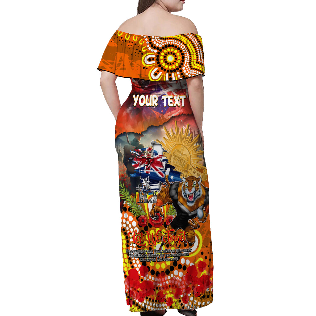 Personalised Australia Rugby Tigers ANZAC Off Shoulder Maxi Dress Wests Scratch Style