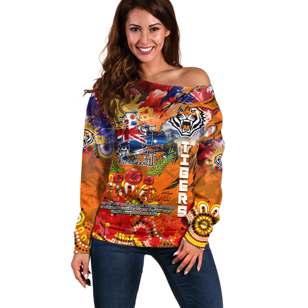 Personalised Australia Rugby Tigers ANZAC Off Shoulder Sweater Wests Scratch Style - Vibe Hoodie Shop
